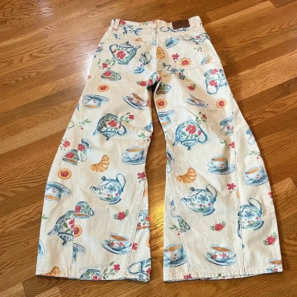 We The Free Eden Printed Wide Leg Slouchy Flare Jeans Size 28 NWT - Picture 14 of 14